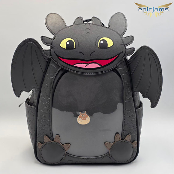 How To Train Your Dragon Toothless Pin Collector Black Mini Backpack New - Picture 1 of 8